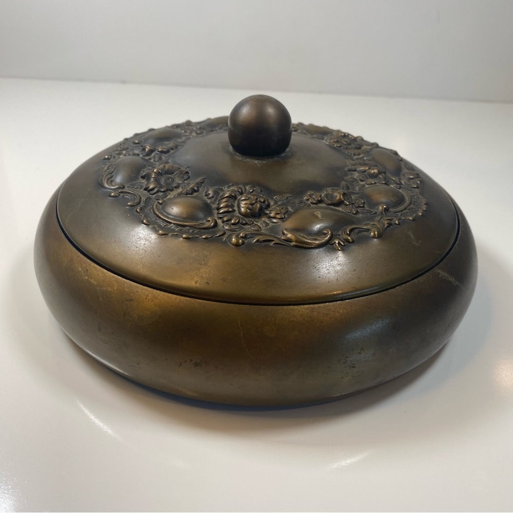 Vintage Brass Divided Candy Dish with Lid.